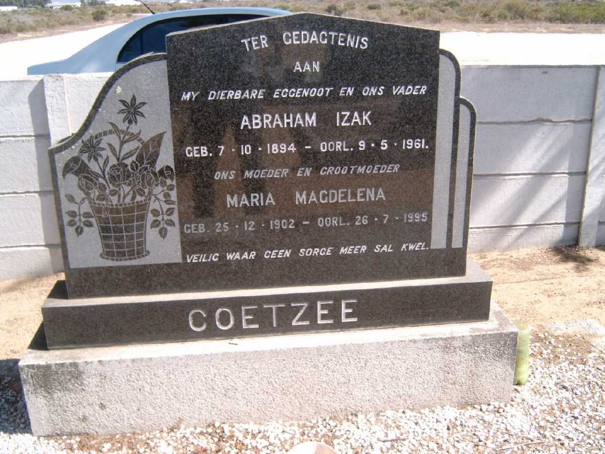 COETZEE Abraham Izak 1894-1961 &amp; Maria Magdalena 1902-1995