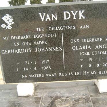 DYK Gerhardus Johannes, van 1917-1983 &amp; Olaria Angelina COLOMBO 1917-2004