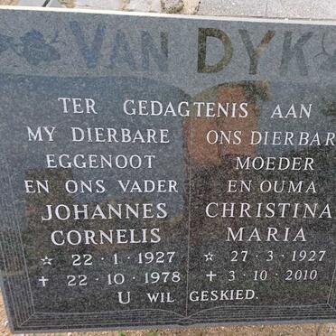DYK Johannes Cornelis, van 1927-1978 &amp; Christina Maria 1927-2010
