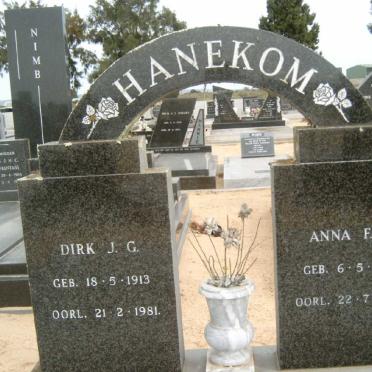 HANEKOM Dirk J.G. 1913-1981 &amp; Anna F.C. 1923-1997