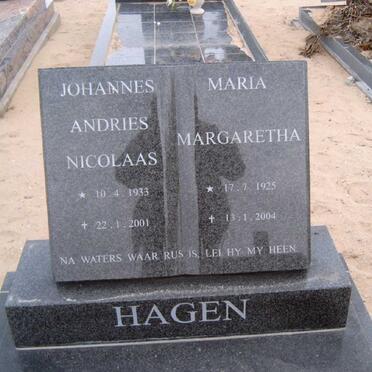 HAGEN Johannes Andries Nicolaas 1933-2001 &amp; Maria Margaretha 1925-2004