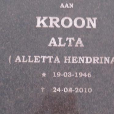 KROON Aletta Hendrina 1946-2010
