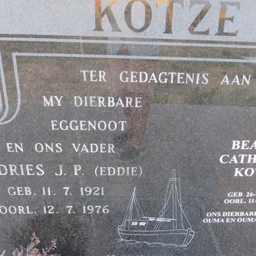 KOTZE Andries J.P. 1921-1976 &amp; Beatrix Catherina 1931-2014