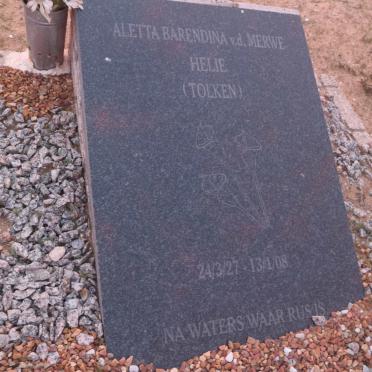 MERWE Aletta Barendina, v.d. nee TOLKEN 1927-2008