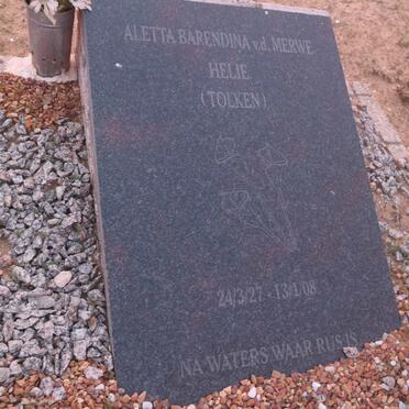 MERWE Aletta Barendina, v.d. nee TOLKEN 1927-2008