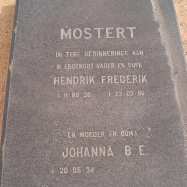 MOSTERT Hendrik Frederik 1930-1996 &amp; Johanna B.E. 1934-