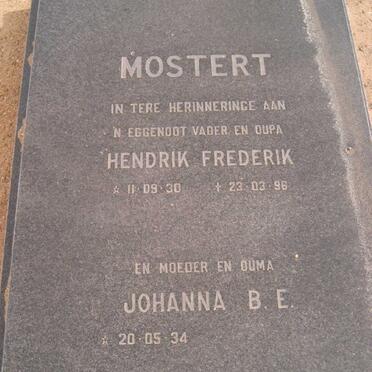 MOSTERT Hendrik Frederik 1930-1996 &amp; Johanna B.E. 1934-