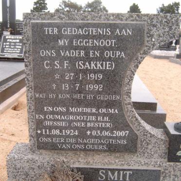 SMIT C.S.F. 1919-1992 &amp; H.H. BESTER 1924-2007