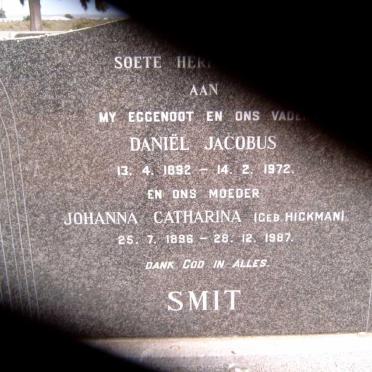 SMIT Daniël Jacobus 1892-1972 &amp; Johanna Catharina HICKMAN 1896-1987