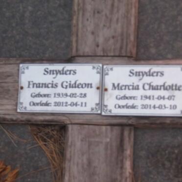 SNYDERS Francois Gideon 1939-2012 &amp; Maria Charlotte 1941-1914