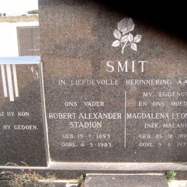 SMIT Robert Alexander Stadion 1893-1983 &amp; Magdalena Leonora MALAN 1893-1972