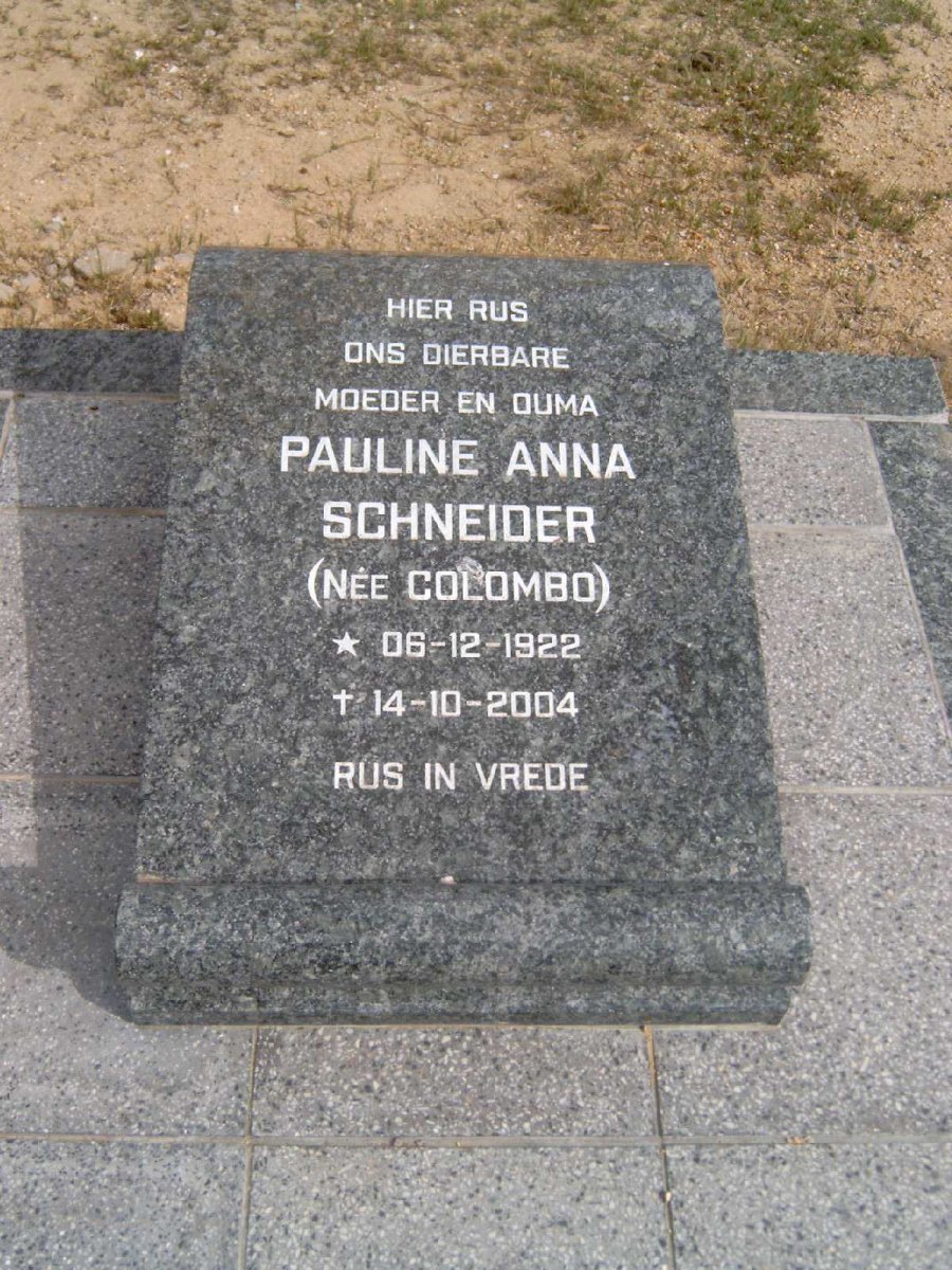 SCHNEIDER Pauline Anna nee COLOMBO 1922-2004