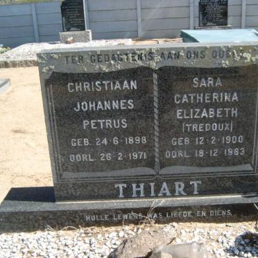 THIART Christiaan Johannes Petrus 1898-1971 &amp; Sara Catherina Elizabeth TREDOUX 1900-1983