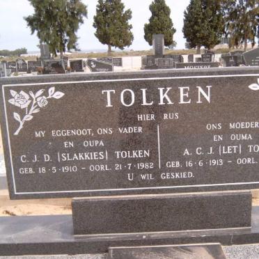 TOLKEN C.J.D. 1910-1982 &amp; A.C.J. 1913-1996