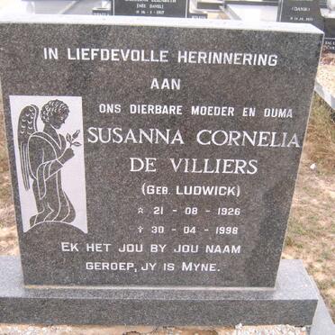 VILLIERS Susanna Cornelia, de nee LUDWICK 1926-1998