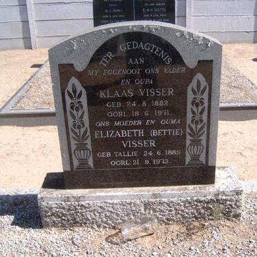 VISSER Klaas 1882-1971 &amp; Elizabeth TALLIE 1889-1972