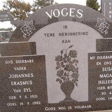 VOGES Johannes Erasmus van Zyl 1921-1982 &amp; Susanna Magaritha Hillegonda  BINNEMAN 1922-1981
