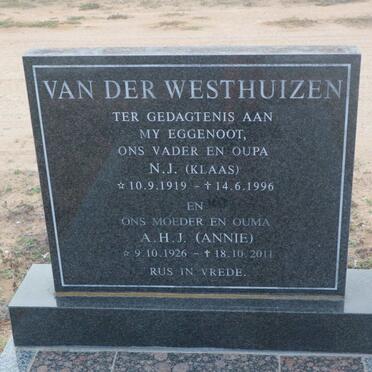 WESTHUIZEN N.J., van der 1919-1996 &amp; A.H.J. 1926-2011