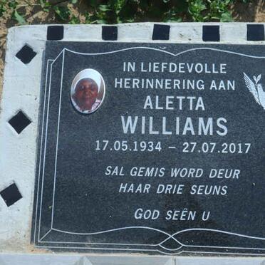 WILLIAMS Aletta 1934-2017