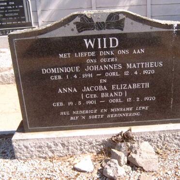 WIID Dominique Johannes Mattheus 1891-1970 &amp; Anna Jacoba Elizabeth BRAND 1901-1970