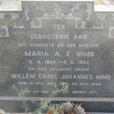 NIMB Willem Carel Johannes 1859-1948 &amp; Maria A.E. 1869-1947