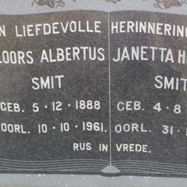 SMIT Floors Albertus 1888-1961 &amp; Janetta Hermina 1894-1971