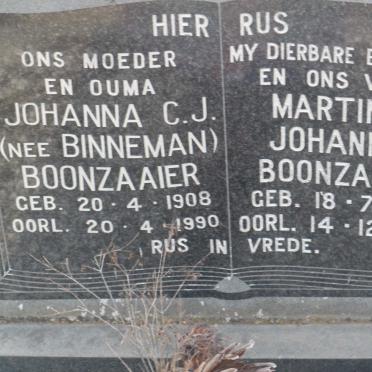 BOONZAAIER Marthinus Johannes 1901-1960 &amp; Johanna C.J. BINNEMAN 1908-1990