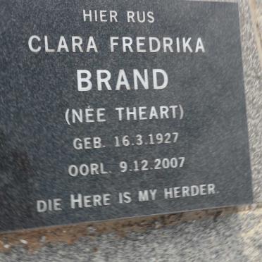 BRAND Clara Fredrika nee THEART 1927-2007