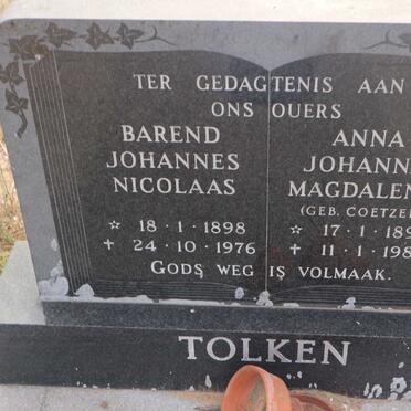 TOLKEN Barend Johannes Nicolaas 1898-1976 &amp; Anna Johanna Magdalena COETZEE 1899-1984