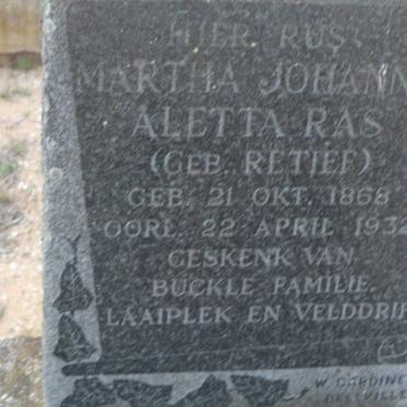 RAS Martha Johanna Aletta nee RETIEF 1868-1932