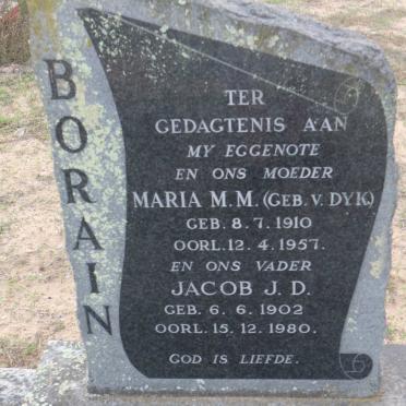 BORAIN Jacob J.D. 1902-1980 &amp; Maria M.M. V. DYK 1910-1957