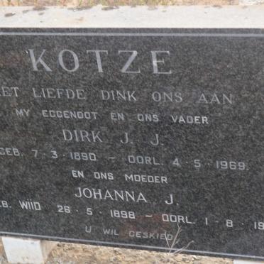 KOTZE Dirk J.J. 1890-1969 &amp; Johanna J. WIID 1898-1973