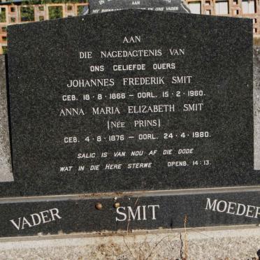 SMIT Johannes Frederik 1866-1960 &amp; Anna Maria Elizabeth PRINS 1876-1980