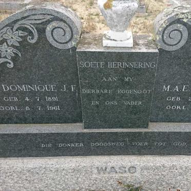 WASO Dominique J.F. 1891-1961 &amp; M.A.E. 1898-1992