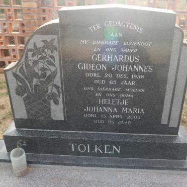 TOLKEN Gerhardus Gideon Johannes -1958 &amp; Heletje Johanna Maria -2003