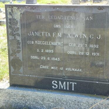 SMIT Alwyn G.J. 1892-1971 &amp; Janetta F.M. KOEGELENBERG 1895-1943 :: SMIT Abel 1922-1997
