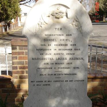 KRIEL Daniel 1834-1905 &amp; Margaretha Louisa  HAUMAN 1837 -1874