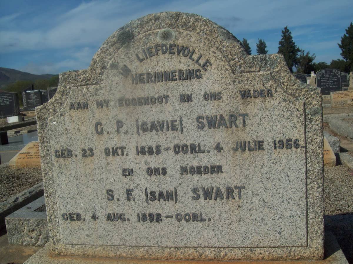 SWART G.P. 1885-1966 &amp; S.F. 1892-