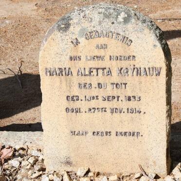 KRYNAUW Maria Aletta nee du TOIT 1833-1914