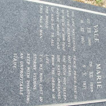 NEL Vale 1896-1971 &amp; Marie 1898-1971