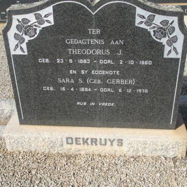 DEKRUYS Theodorus J. 1883-1960 &amp; Sara S. GERBER 1894-1978
