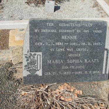 ? Hennie 1881-1953 &amp; Maria Sophia Raats VILJOEN 1893-1958