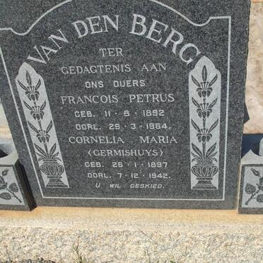 BERG Francois Petrus, van den 1892-1964 &amp; Cornelia Maria GERMISHUYS 1897-1942