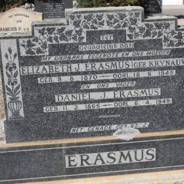 ERASMUS Daniel J. 1865-1949 &amp; Elizabeth J. KRYNAUW 1870-1945