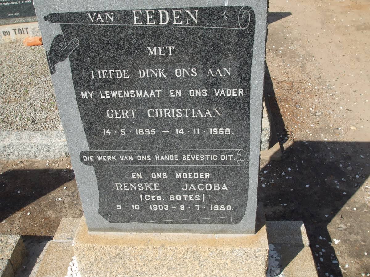 EEDEN Gert Christiaan, van 1895-1968 &amp; Renske Jacoba BOTES 1903-1980