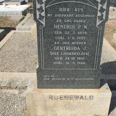 GROENEWALD Hendrik P.W. 1876-1957 &amp; Gertruida J. LINGENFELDER 1891-1966