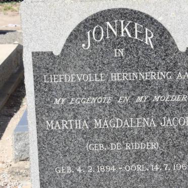 JONKER Martha Magdalena Jacoba nee de RIDDER 1894-1965