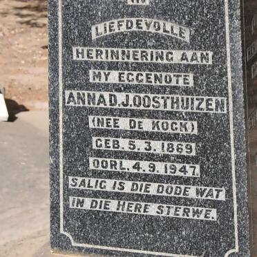 OOSTHUIZEN Anna D.J. nee de KOCK 1869-1947