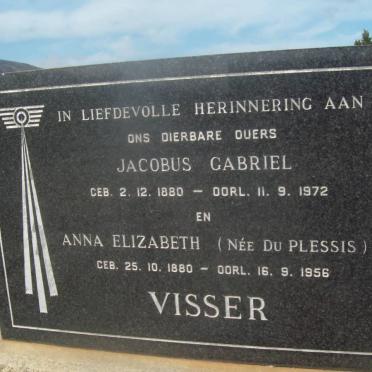 VISSER Jacobus Gabriel 1880-1972 &amp; Anna Elizabeth DU PLESSIS 1880-1956