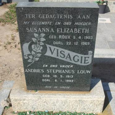 VISAGIE Andries Stephanus Louw 1913-1982 &amp; Susanna Elizabeth ROUX 1903-1969